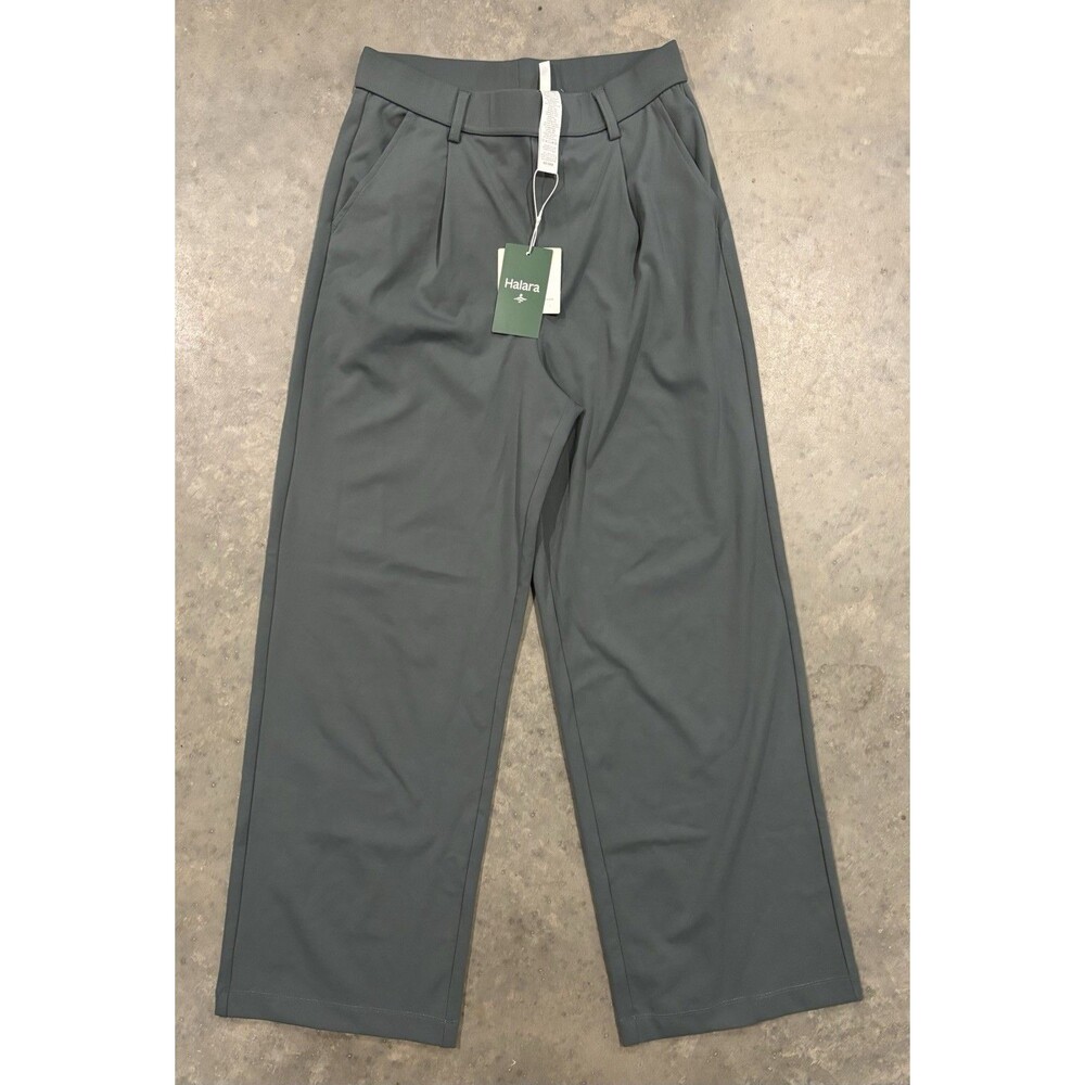 NWT Halara Day Stretch High Waisted Pants Women’s S Green Pockets Wide Leg